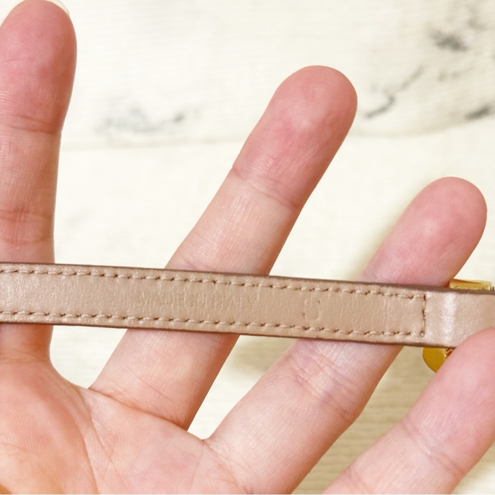 Prada Saffiano Leather Bracelet (Taupe with Gold Toned Hardware, Adjustable) - Picture 11 of 14